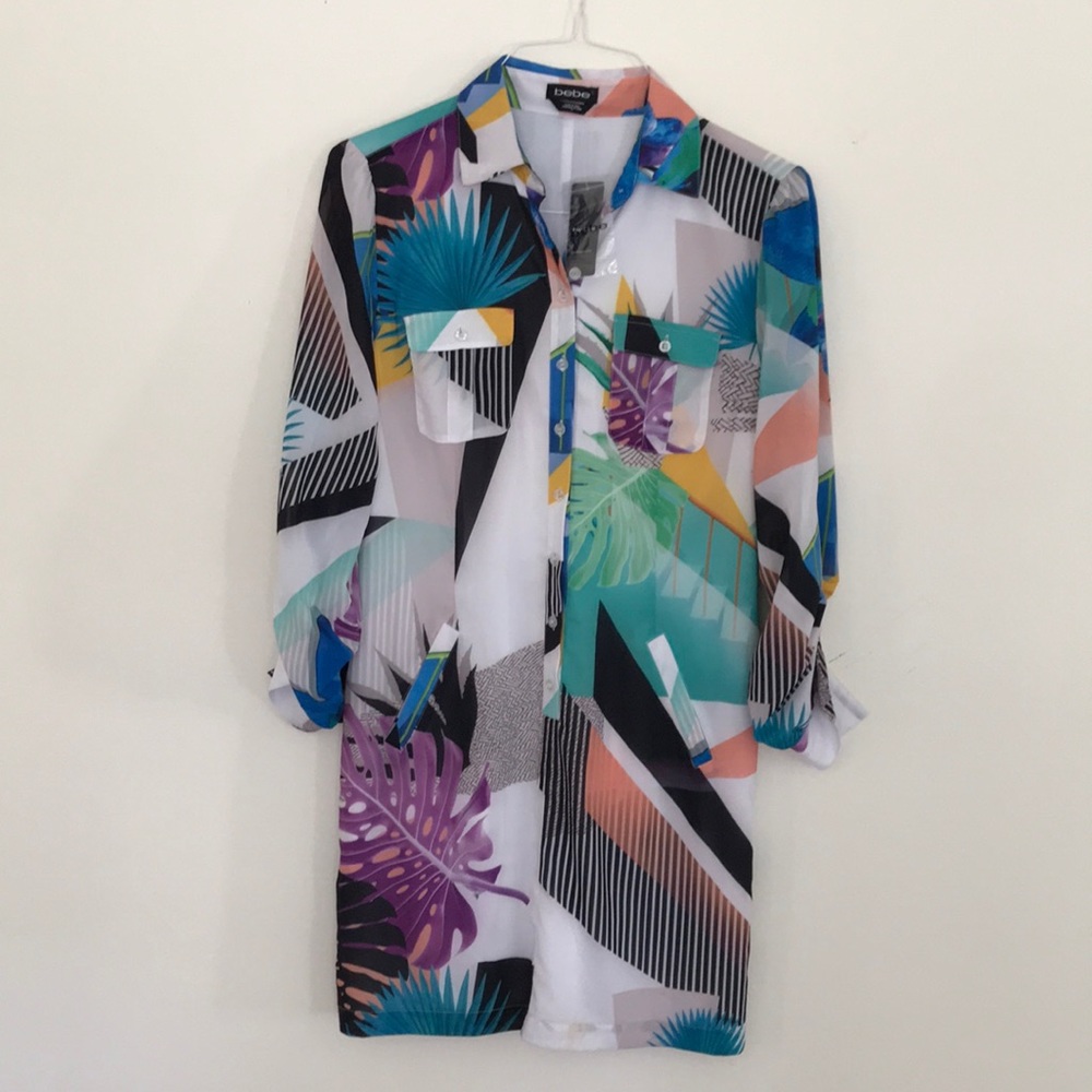 BeBe Tropical print shift dress
